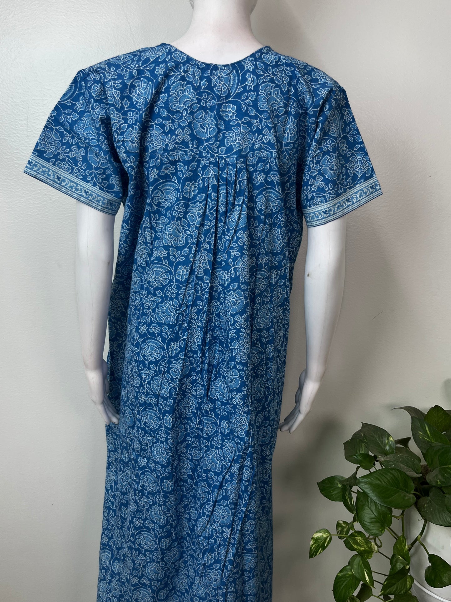 Blue Pure Cotton Soft & Comfortable Nightgown