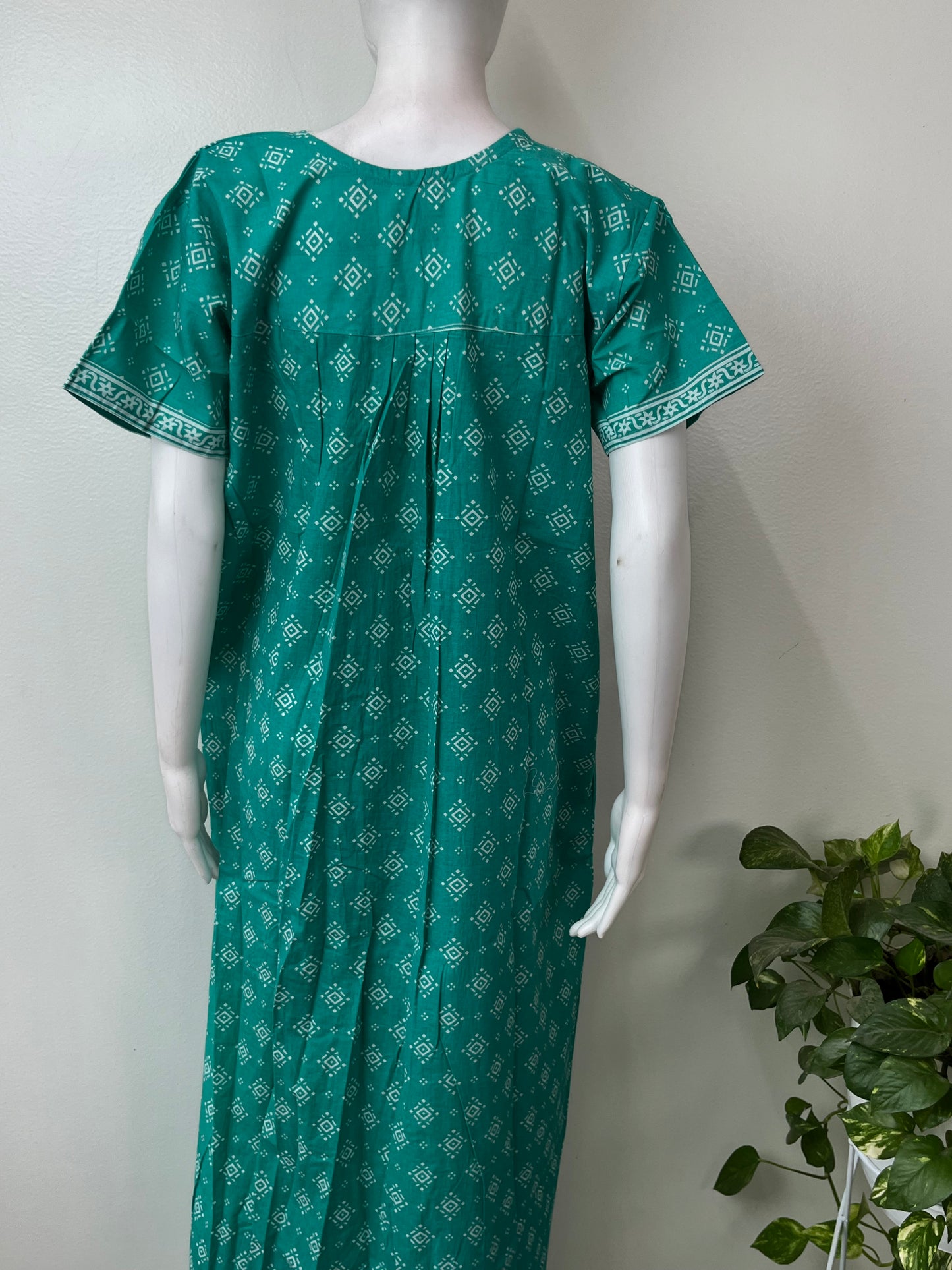 Sea Green Pure Cotton Nightgown for Women