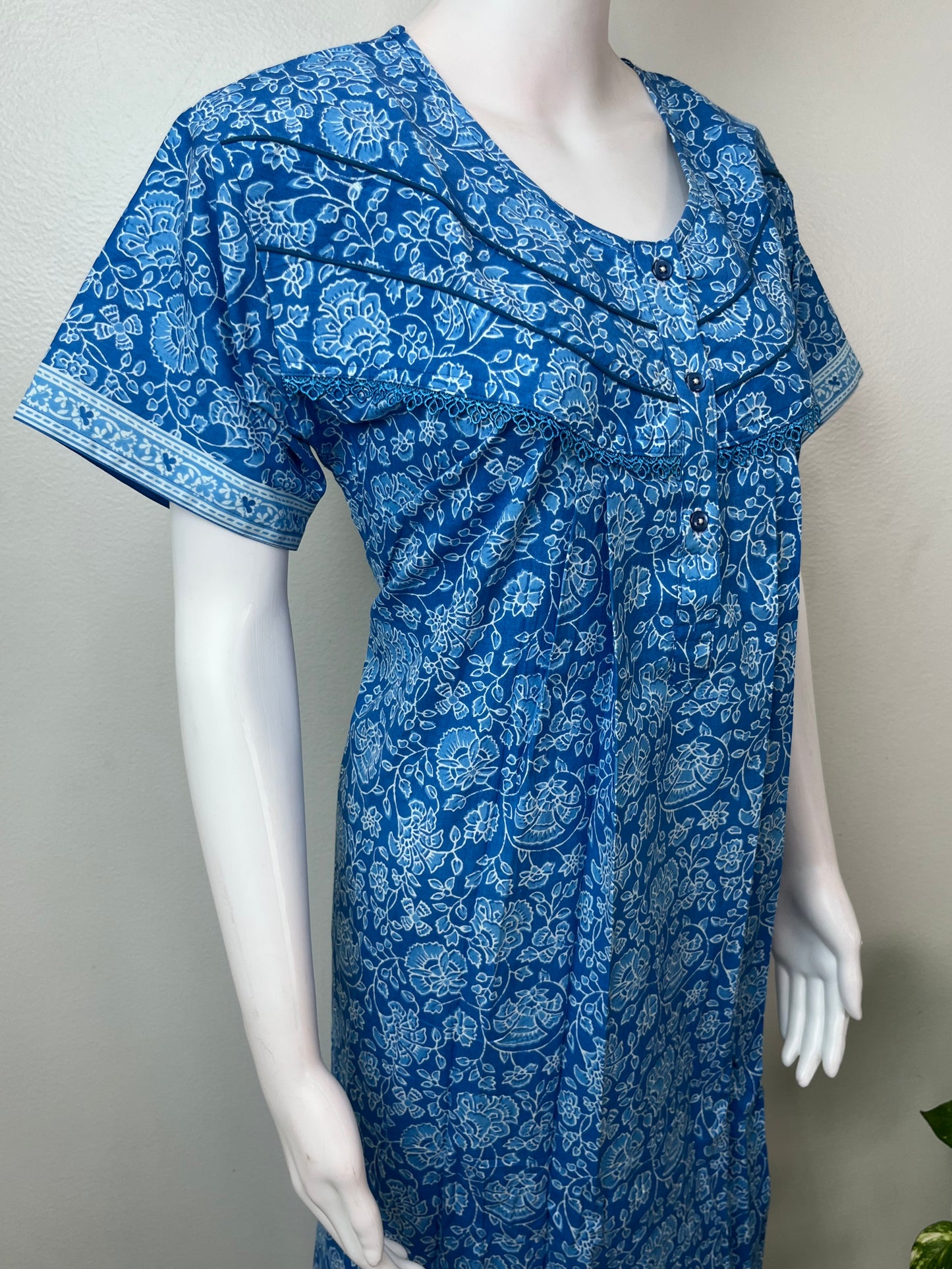 Blue Pure Cotton Soft & Comfortable Nightgown