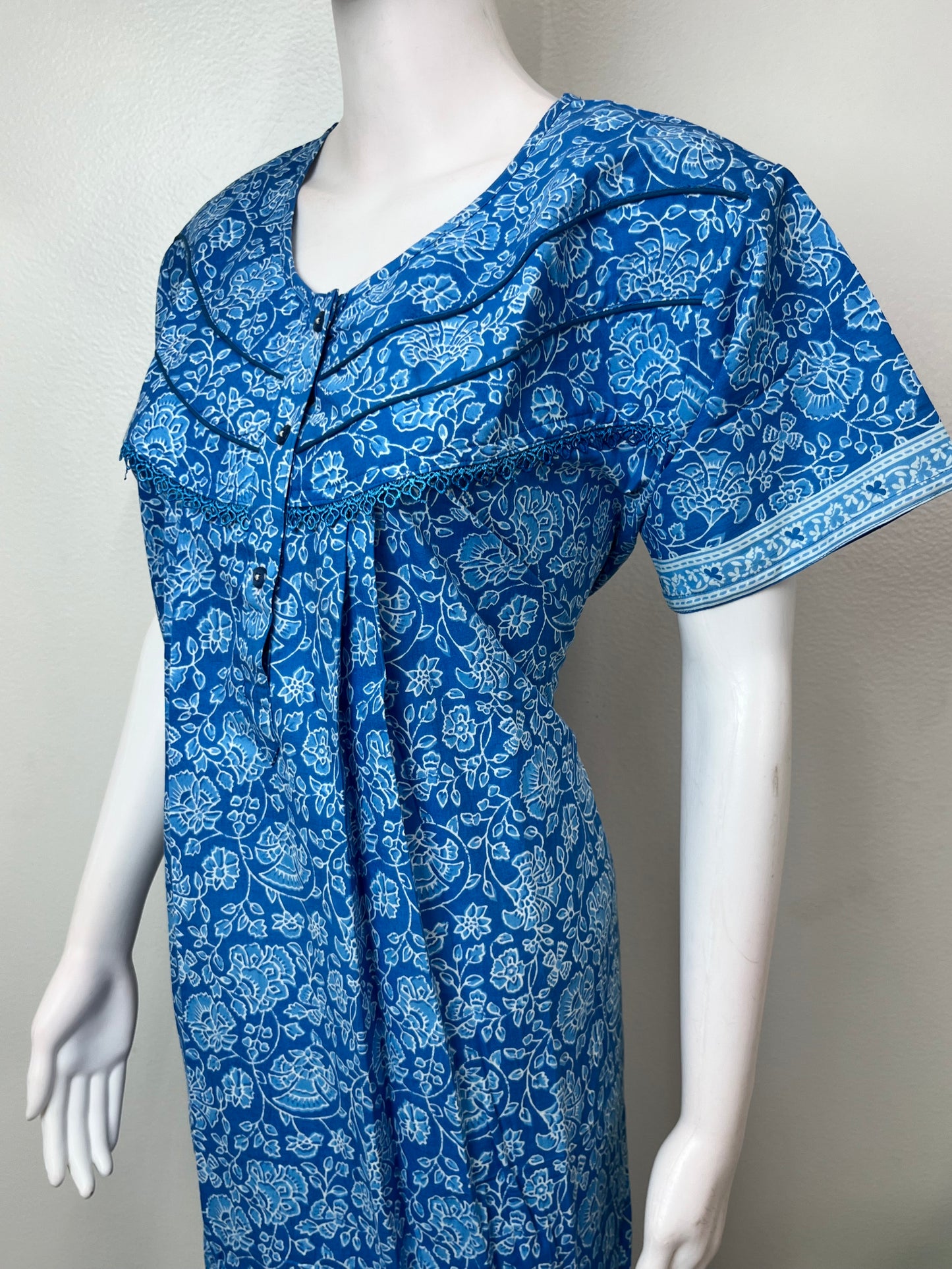 Blue Pure Cotton Soft & Comfortable Nightgown