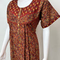 Maroon Pleated Style 100% Cotton Nightgown