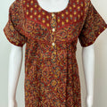 Maroon Pleated Style 100% Cotton Nightgown