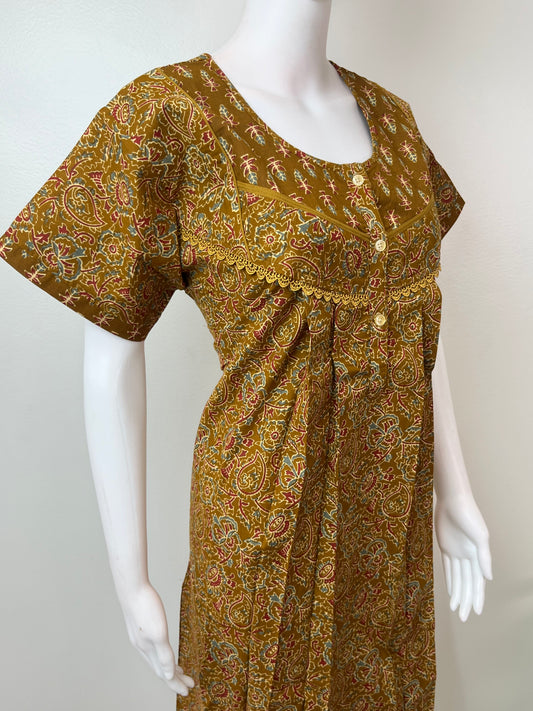 Mustard Pure Cotton Women's Nightgonw