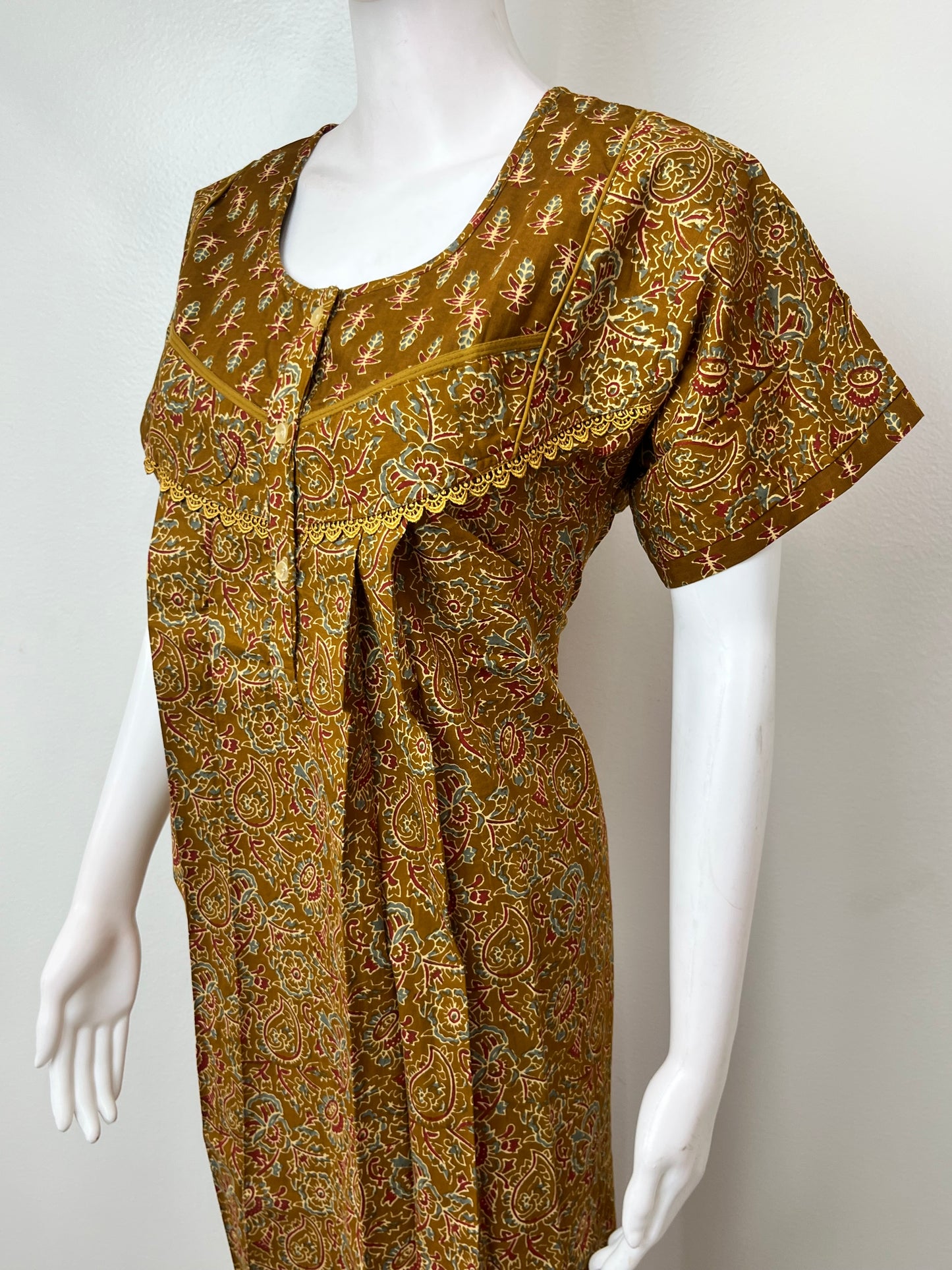 Mustard Pure Cotton Women's Nightgonw