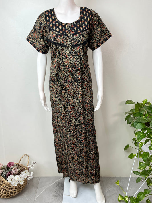 Black Pure Cotton Nighty Soft & Comfortable