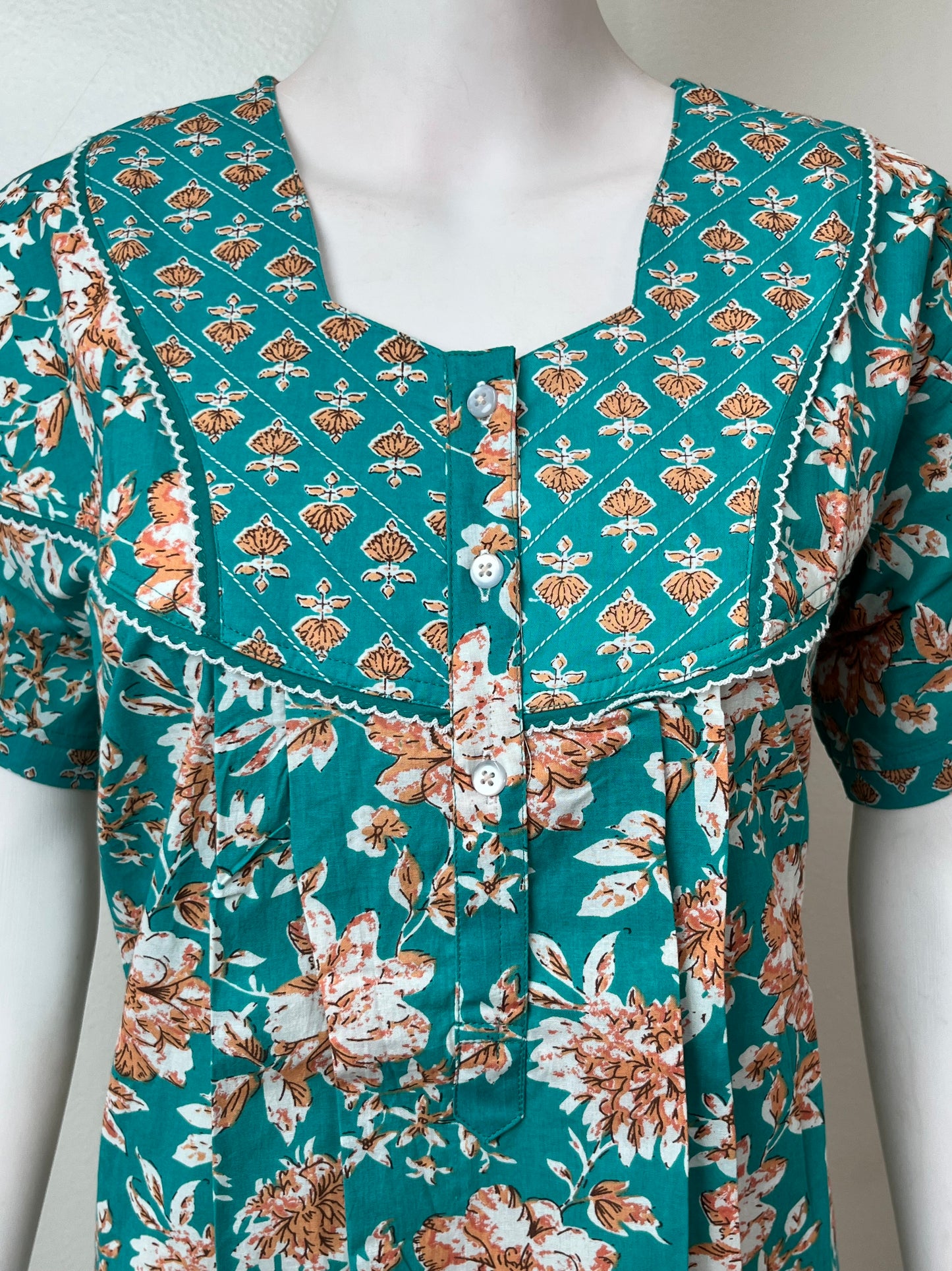 Mint Green Pure Cotton Nighty Elegant & Comfortable
