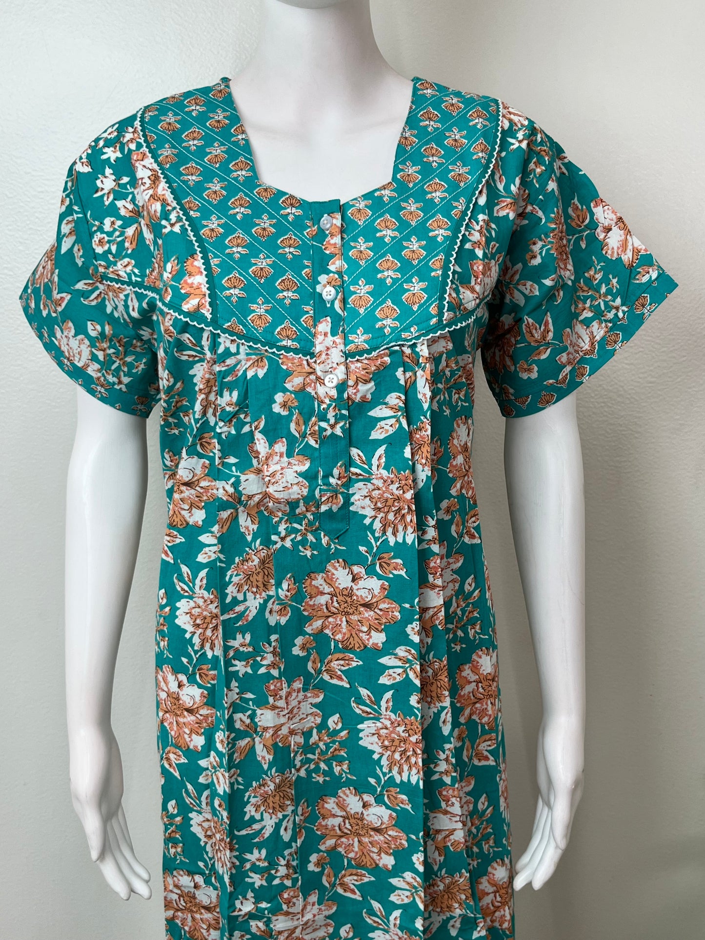 Mint Green Pure Cotton Nighty Elegant & Comfortable