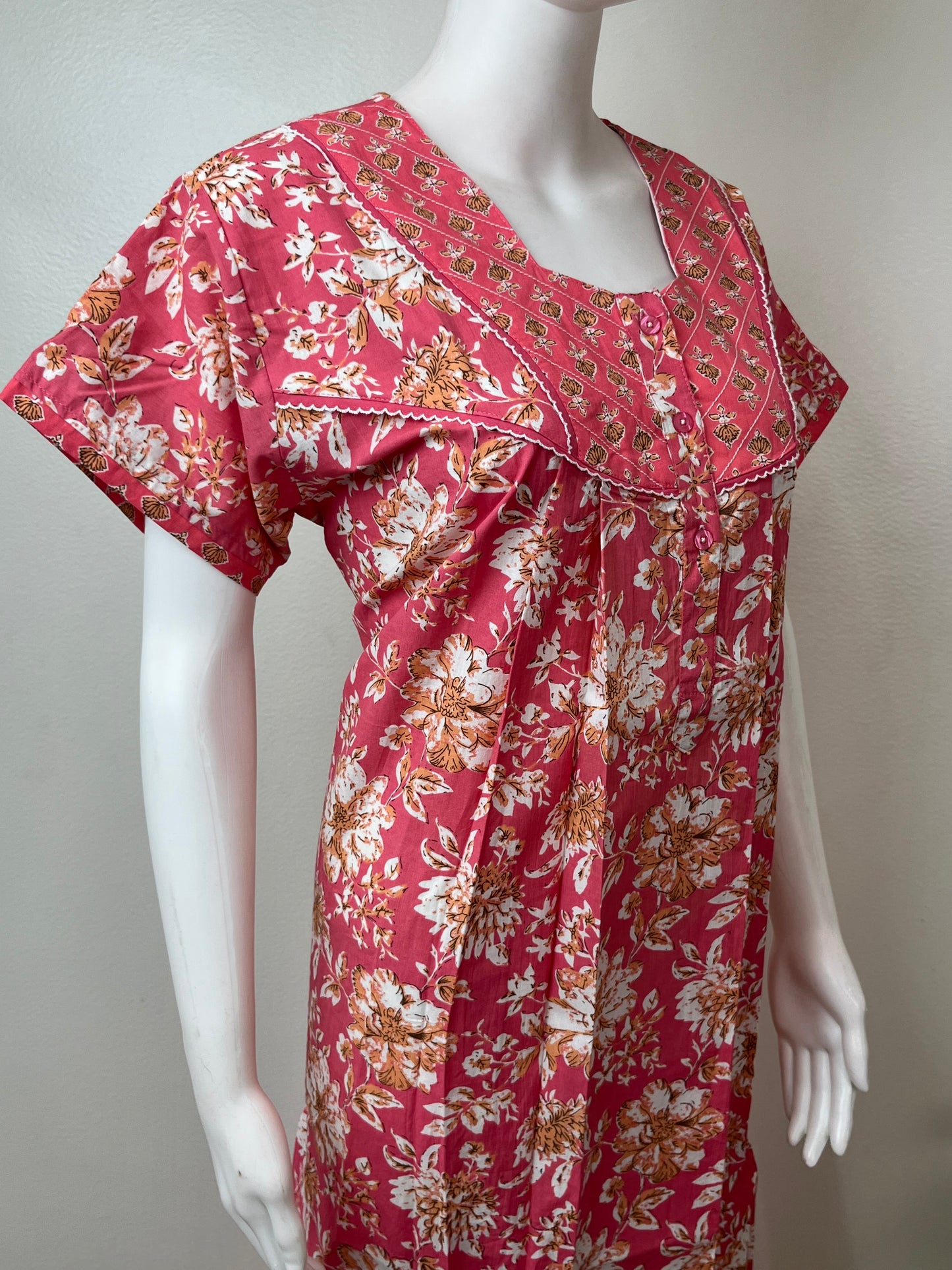 Peach Double Printed 100% Cotton Nightgown