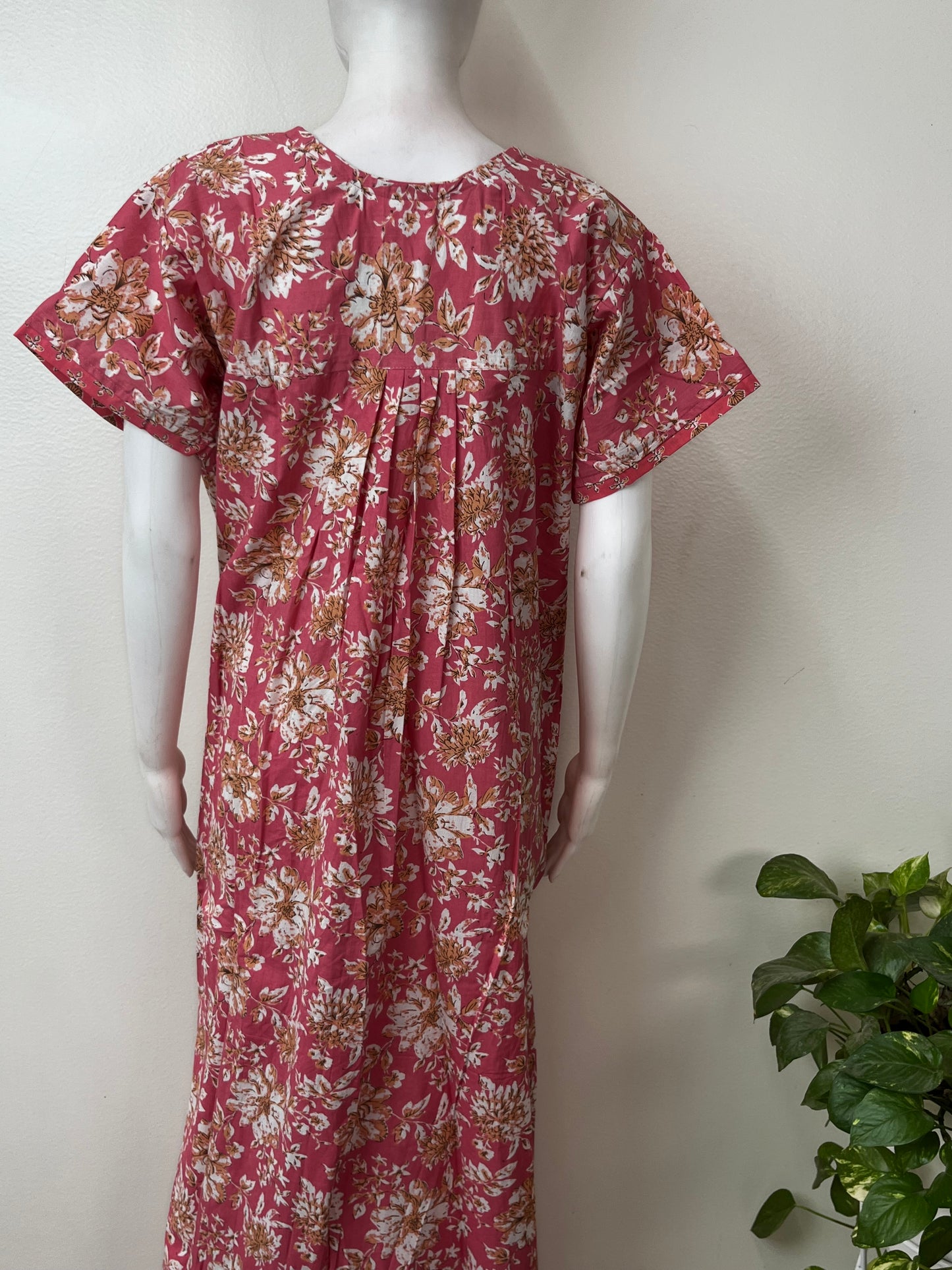 Peach Double Printed 100% Cotton Nightgown