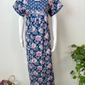 Navy Blue Pleated Style 100% Cotton Nighty