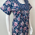 Navy Blue Pleated Style 100% Cotton Nighty
