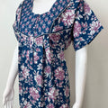 Navy Blue Pleated Style 100% Cotton Nighty