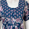 Navy Blue Pleated Style 100% Cotton Nighty