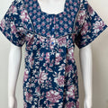 Navy Blue Pleated Style 100% Cotton Nighty