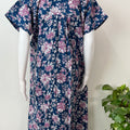 Navy Blue Pleated Style 100% Cotton Nighty