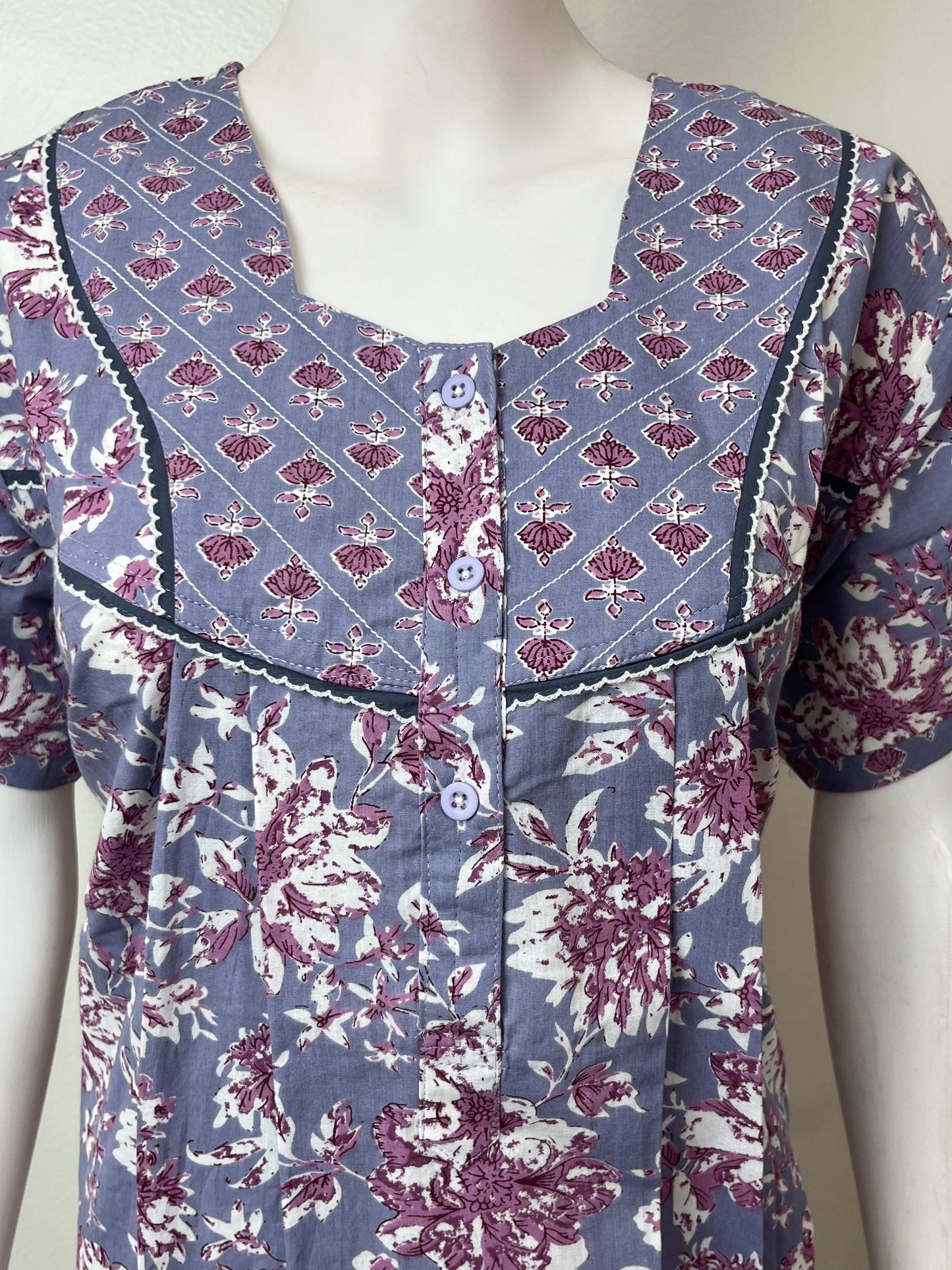 Floral Printed Pure Cotton Nightgown for Women
