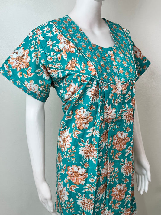 Mint Green Pure Cotton Nighty Elegant & Comfortable