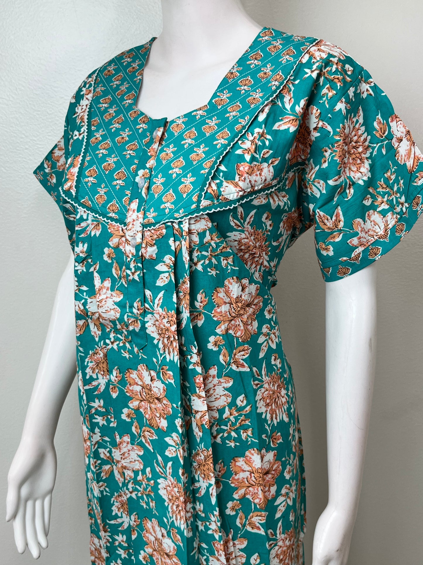 Mint Green Pure Cotton Nighty Elegant & Comfortable