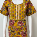 Mustard Embroidered Pure Cotton Nightgown