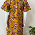 Mustard Embroidered Pure Cotton Nightgown