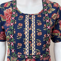 Navy Blue Floral Printed 100% Cotton Nighty