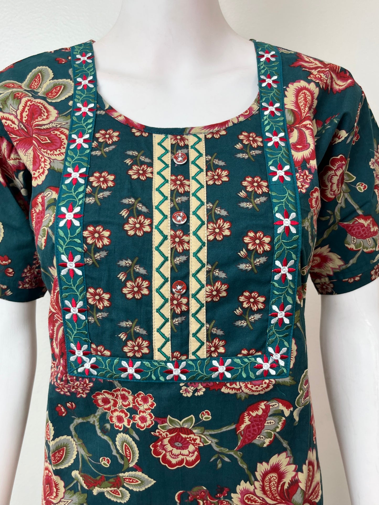 Green A-Line Style Pure Cotton Nighty