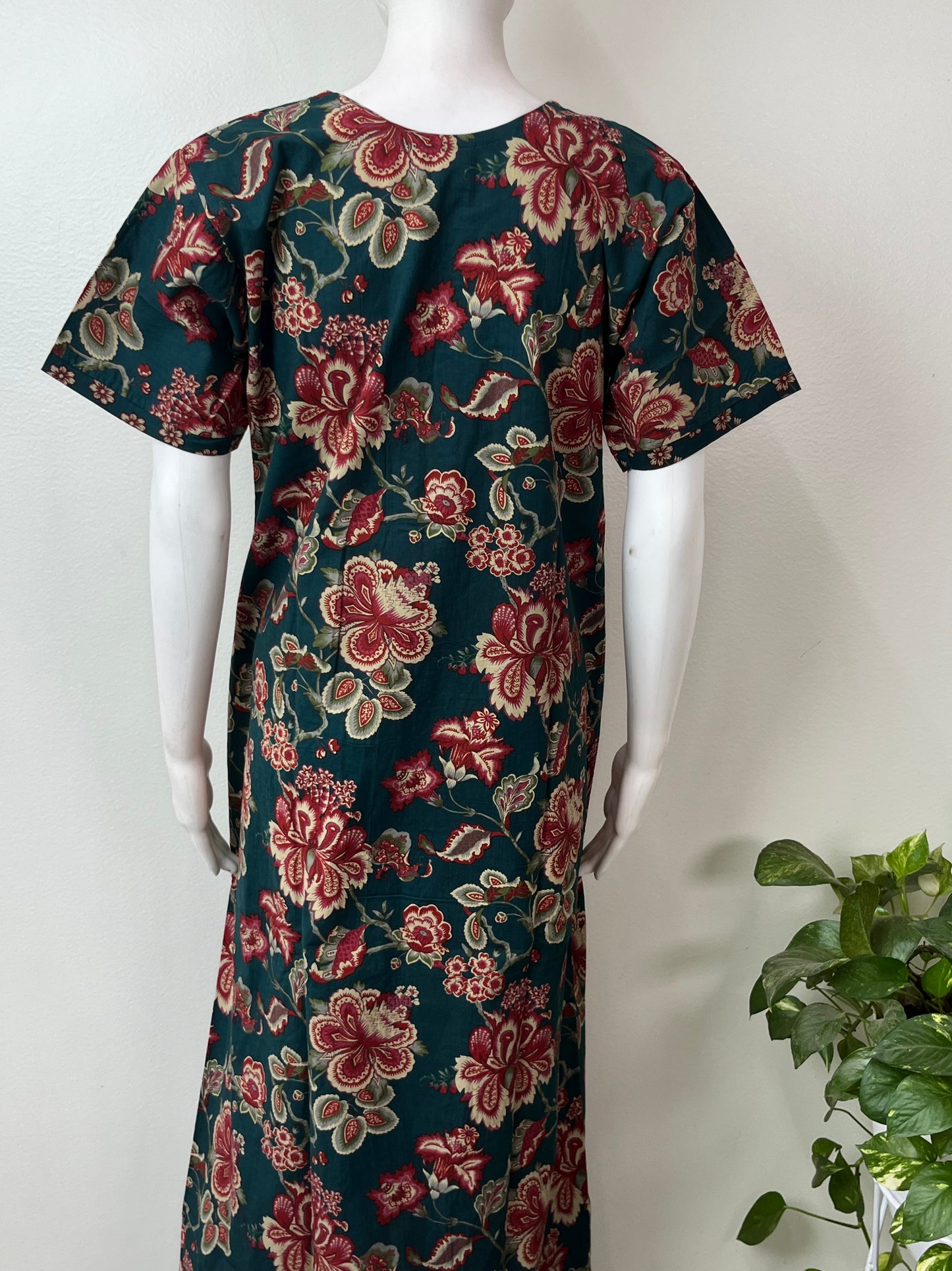 Green A-Line Style Pure Cotton Nighty