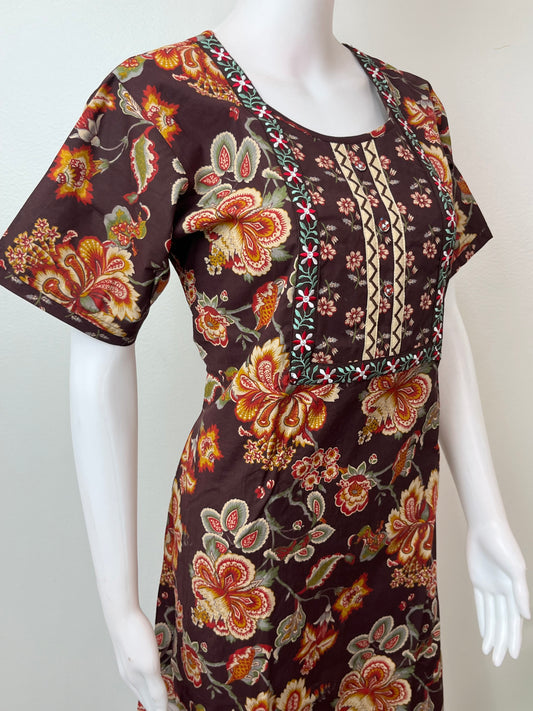 Floral Printed Pure Cotton Nightgown for Women