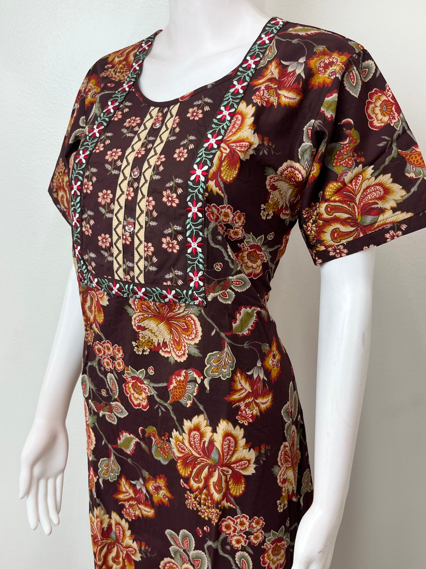 Floral Printed Pure Cotton Nightgown for Women
