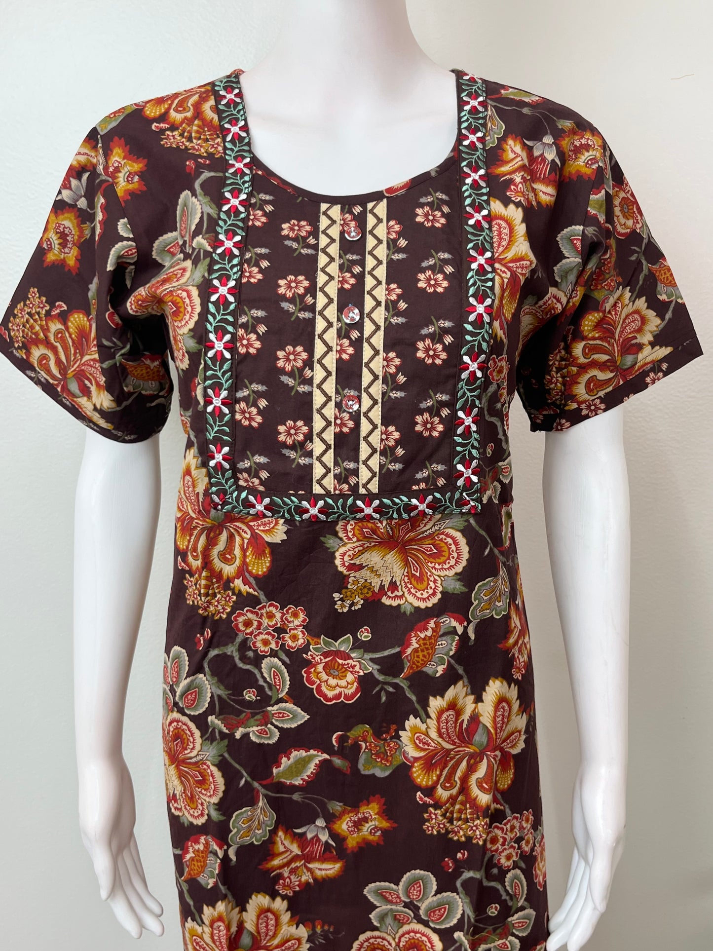 Floral Printed Pure Cotton Nightgown for Women