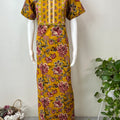 Mustard Embroidered Pure Cotton Nightgown