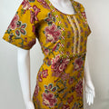 Mustard Embroidered Pure Cotton Nightgown