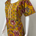 Mustard Embroidered Pure Cotton Nightgown