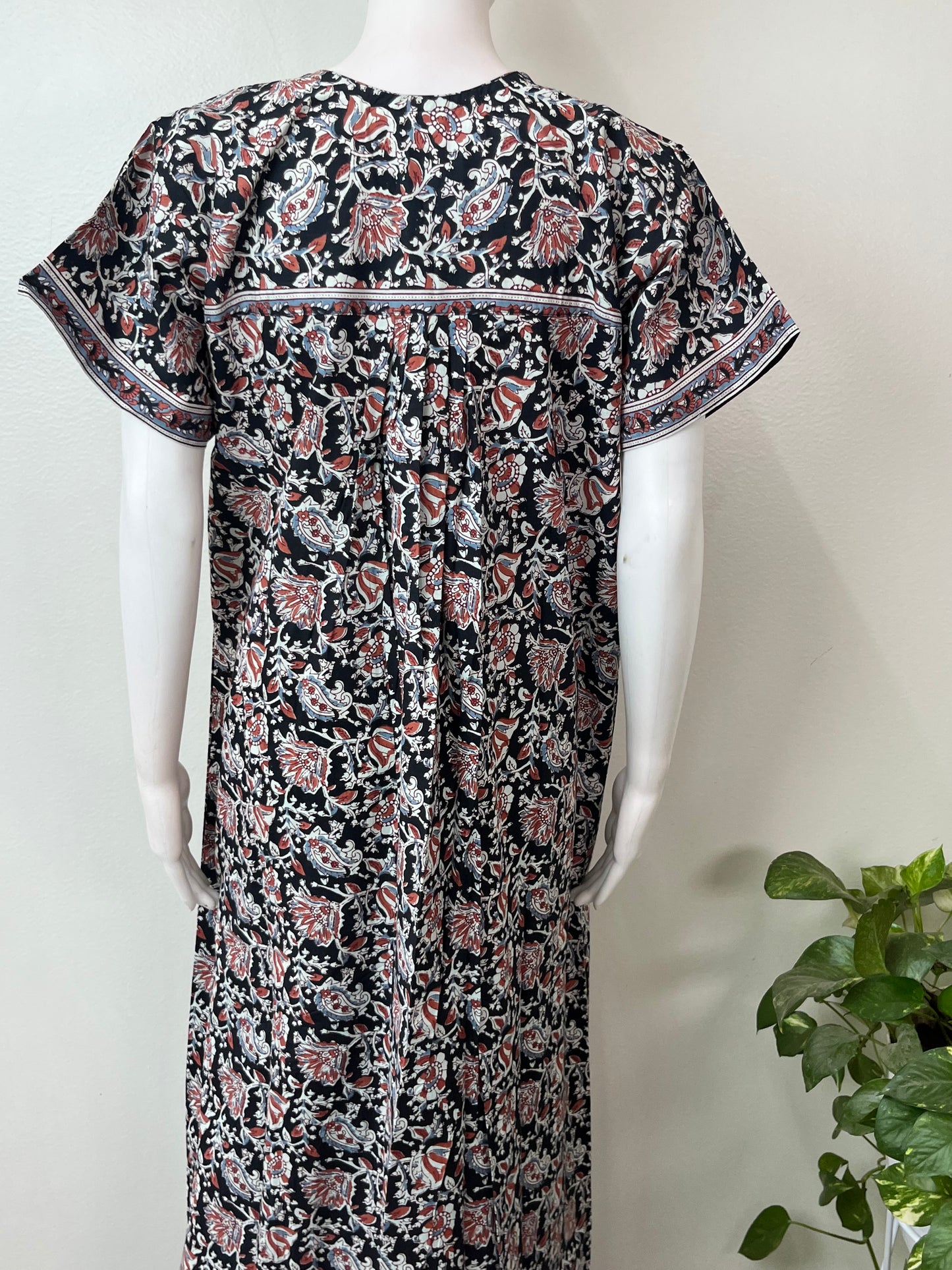 Black Pleated Style Pure Cotton Nighty