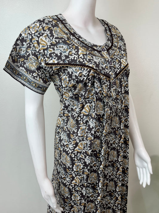 Black & Yellow Pure Cotton Nighty Elegant & Breathable