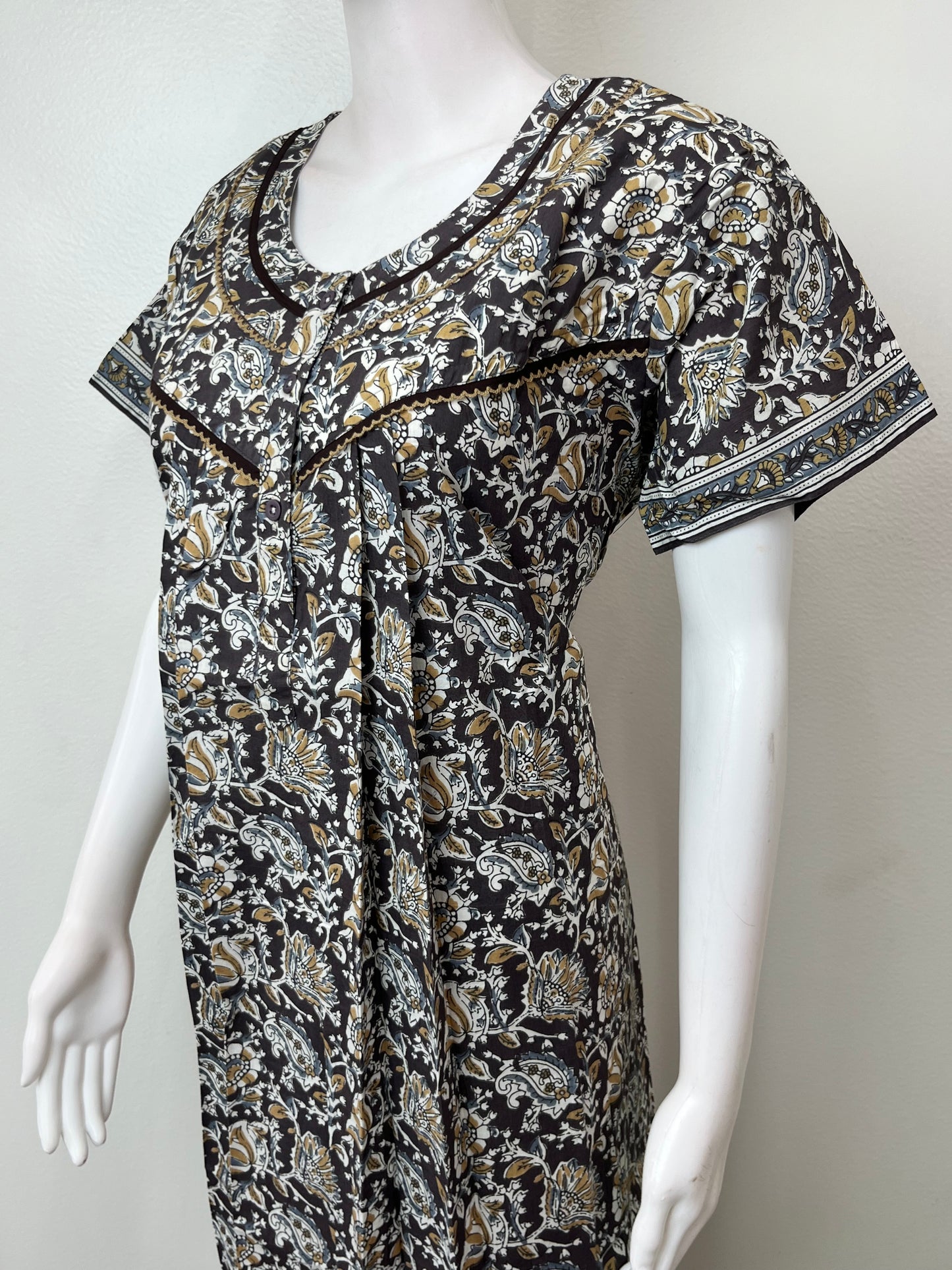 Black & Yellow Pure Cotton Nighty Elegant & Breathable