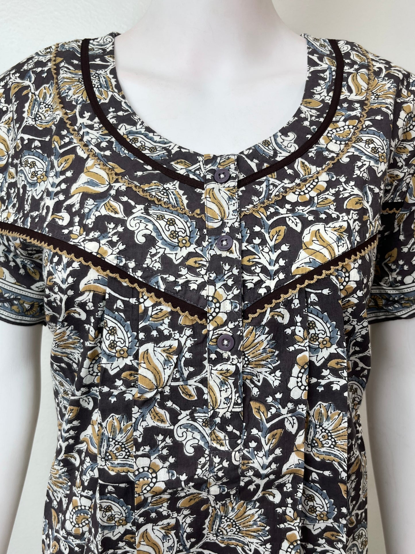Black & Yellow Pure Cotton Nighty Elegant & Breathable