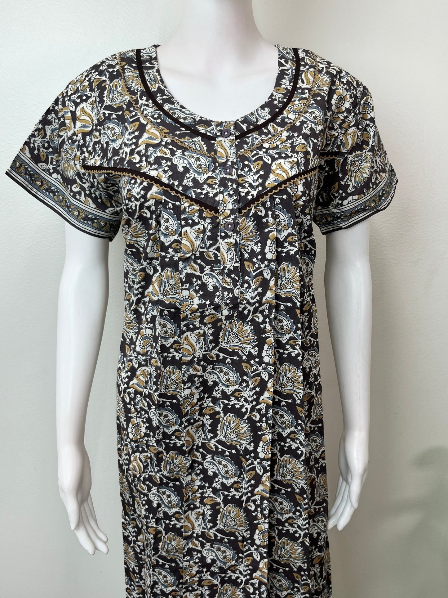 Black & Yellow Pure Cotton Nighty Elegant & Breathable