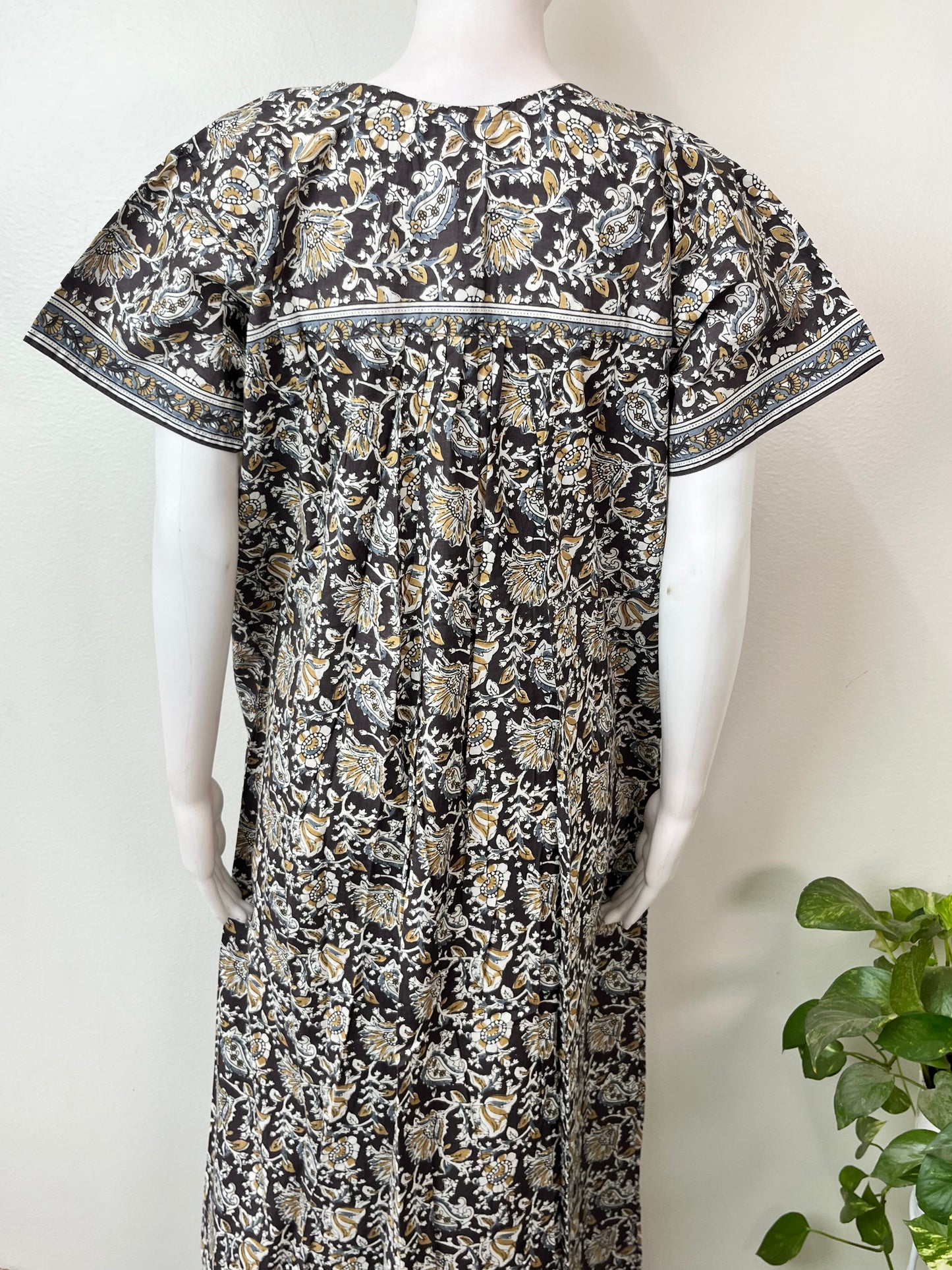 Black & Yellow Pure Cotton Nighty Elegant & Breathable