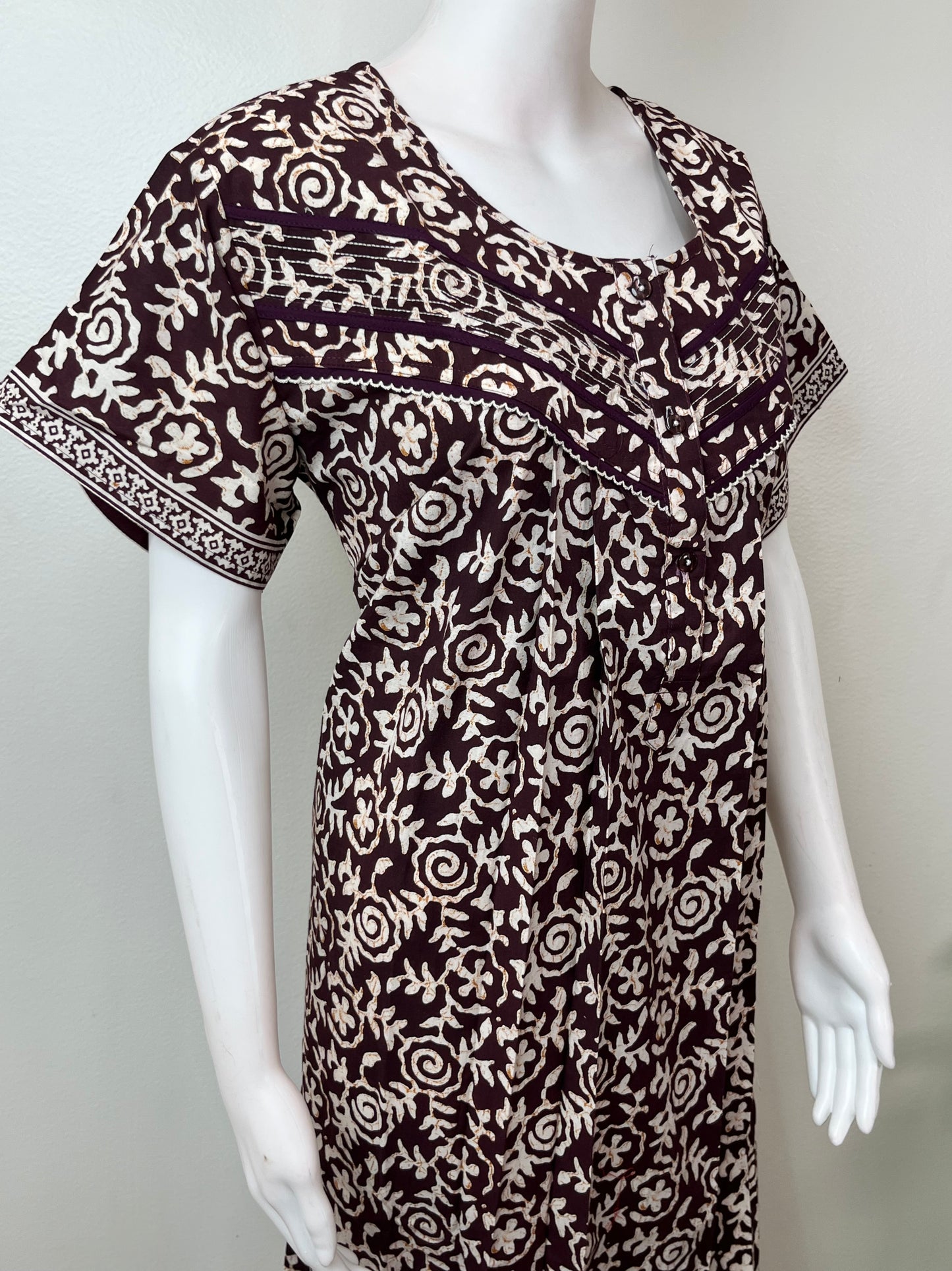 Brown Printed 100% Cotton Nightgown