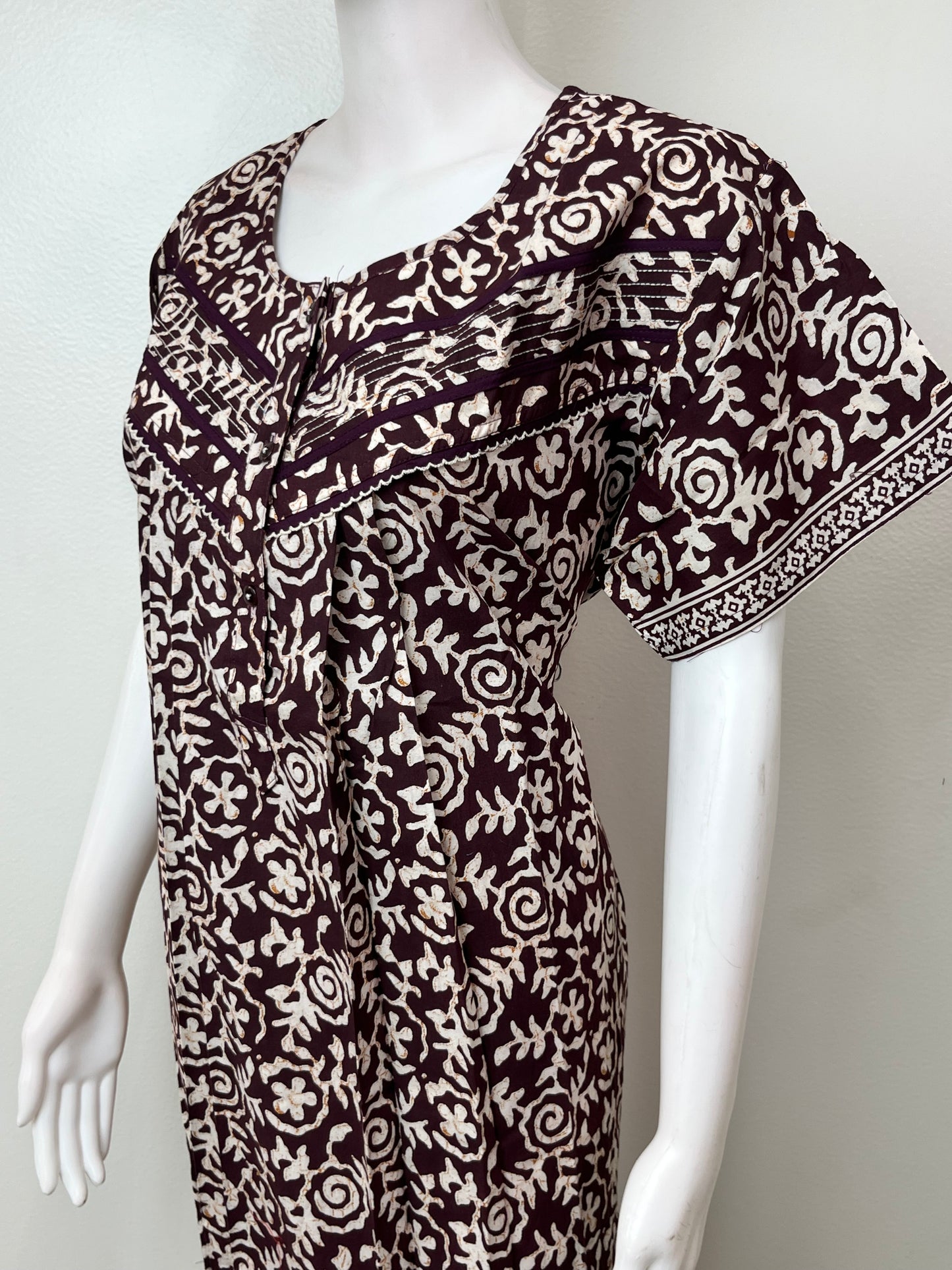Brown Printed 100% Cotton Nightgown