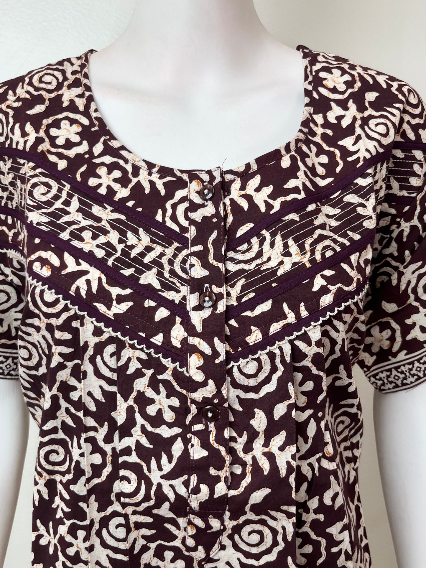 Brown Printed 100% Cotton Nightgown