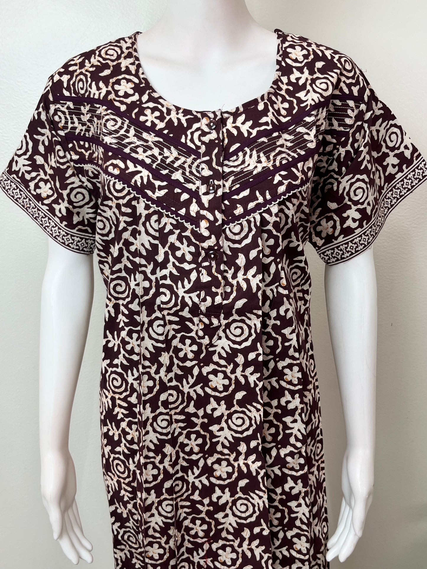 Brown Printed 100% Cotton Nightgown