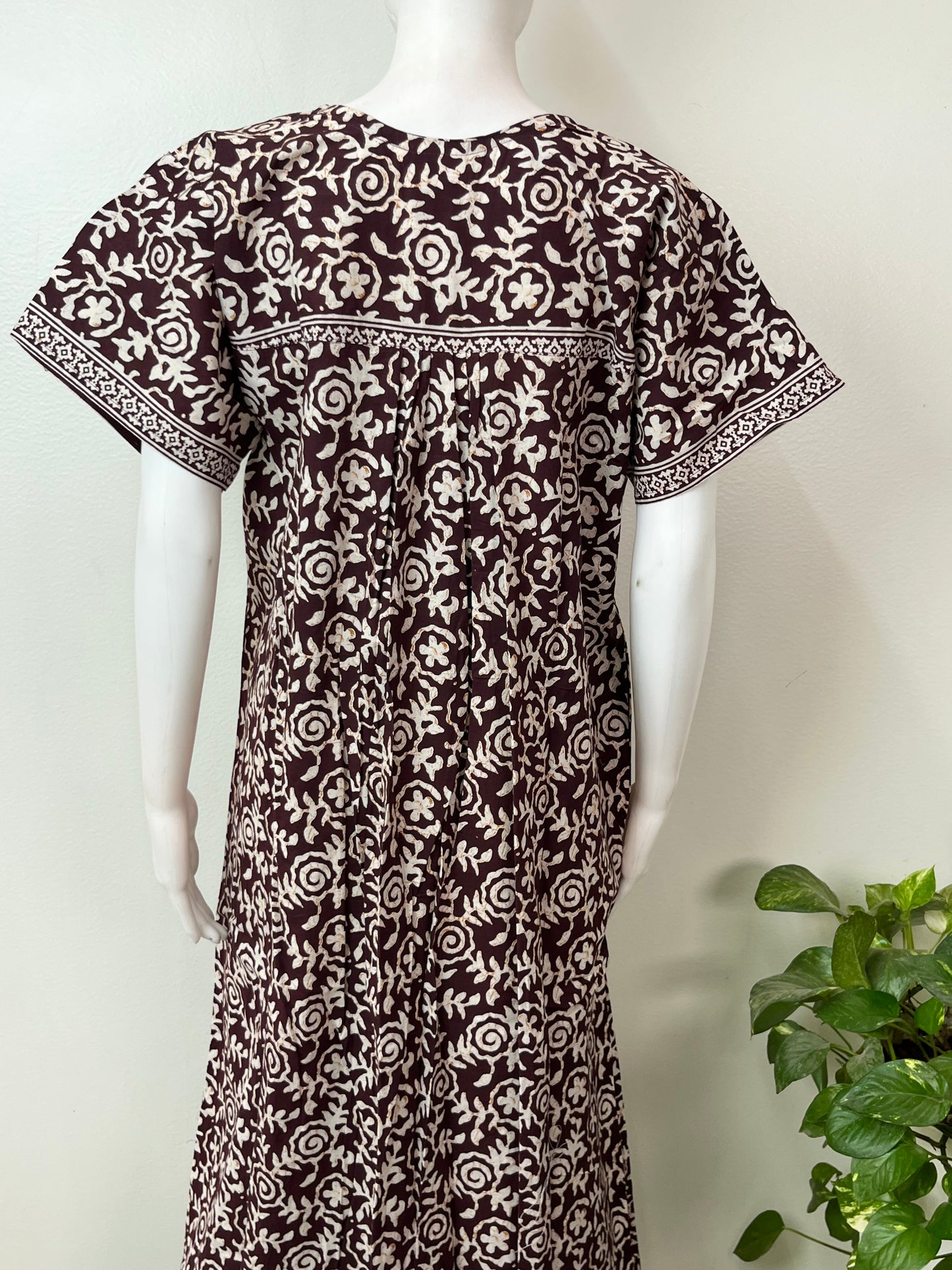 Brown Printed 100% Cotton Nightgown