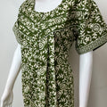 Green Pleated Style Pure Cotton Nightgown