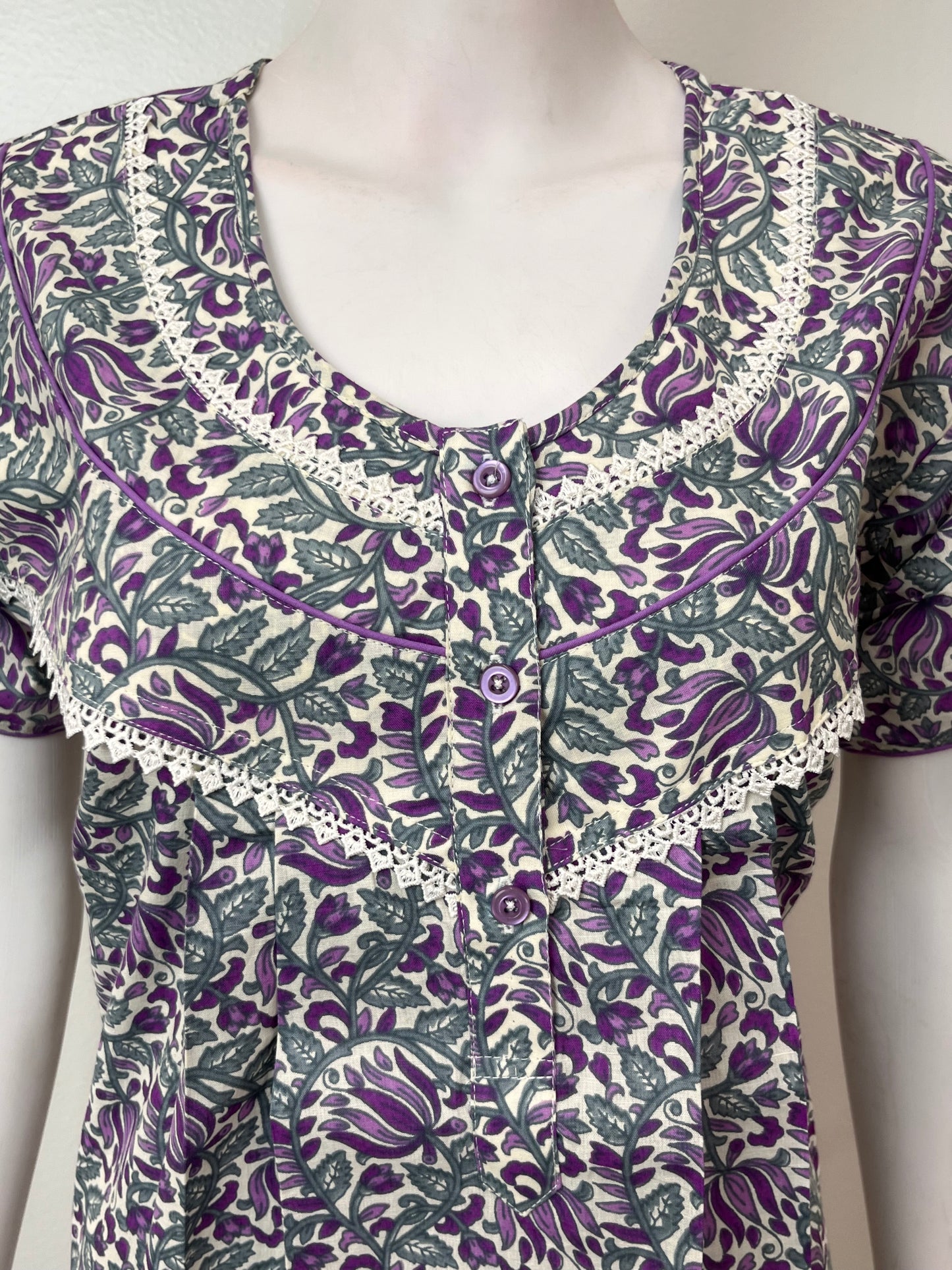 Floral Printed 100% Cotton Women's Nightgown