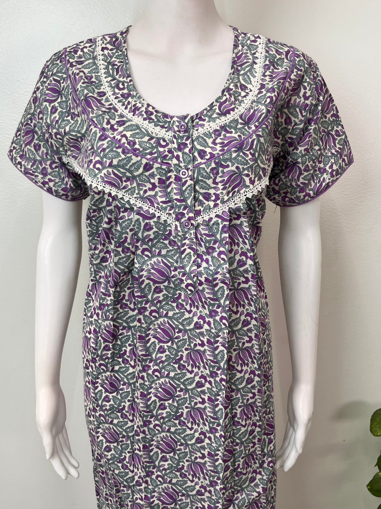 Floral Printed 100% Cotton Women's Nightgown