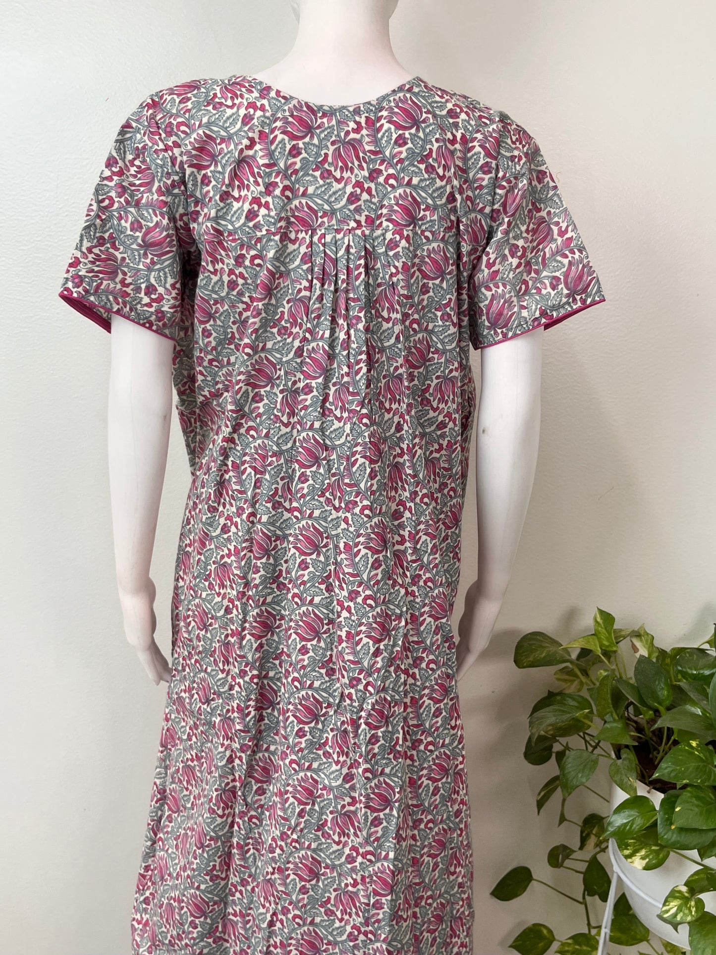 Pink & Gray Pure Cotton Nightgown