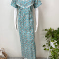 Teal Pleated Style Pure Cotton Nighty