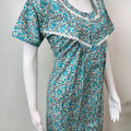 Teal Pleated Style Pure Cotton Nighty